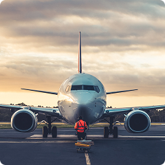 airplane-taking-off-sunset-scene-generative-ai